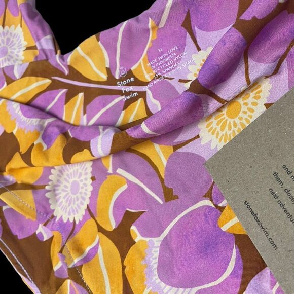 Stone Fox Azalea One Piece Swimsuit - Retro Bloom Print XL NWT - Picture 6 of 10